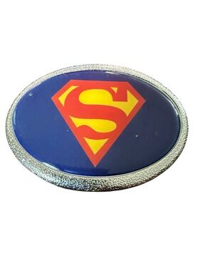 VTG Superman Logo Oval Belt Buckle DC Comics  Superhero Cosplay Costume Metal